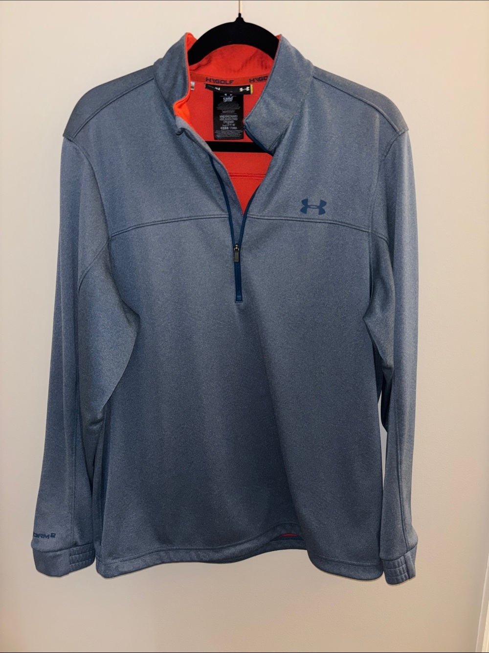 Under Armour Men's Blue Quarter-Zip with Orange Lining